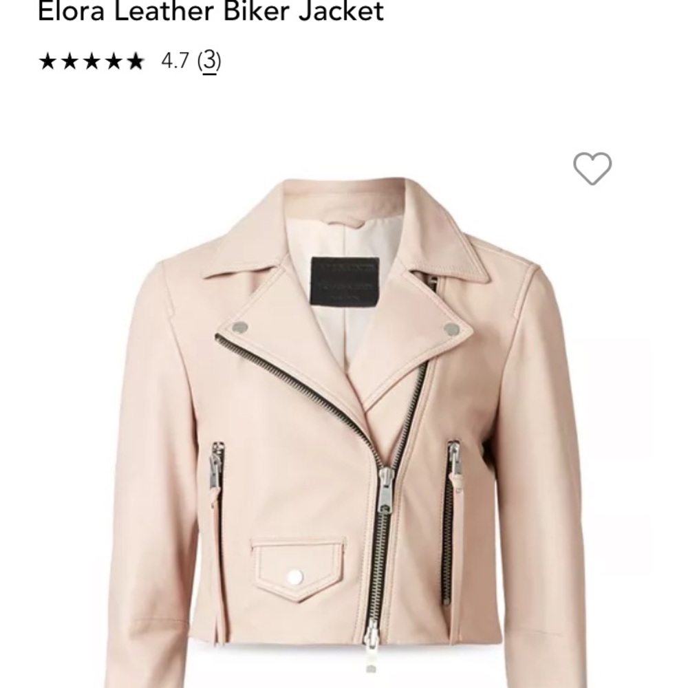 Allsaints Blush Elora Crop Biker Jacket Size US 8